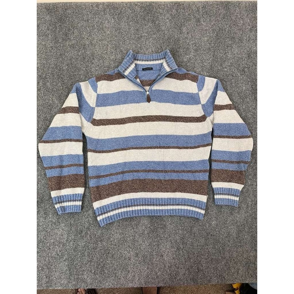 Vintage Sergio Tacchini Wool‎ Sweater Quarter Zip Men's Large Mod Casual